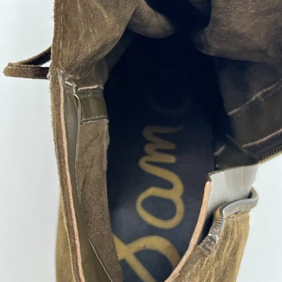 Sam Edelman Suede Ankle Lace Up Millard Olive Green Booties - Picture 7 of 9